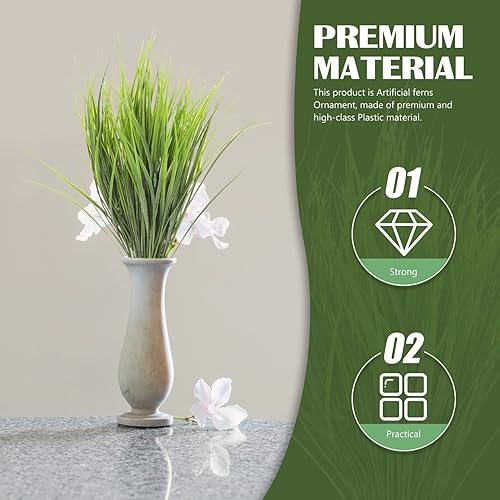 Miniatura 5 de Happyyami 4 piezas de hierbas artificiales para exteriores, arbustos artificiales de plástico, vegetación artificial para casa, jardín, patio,