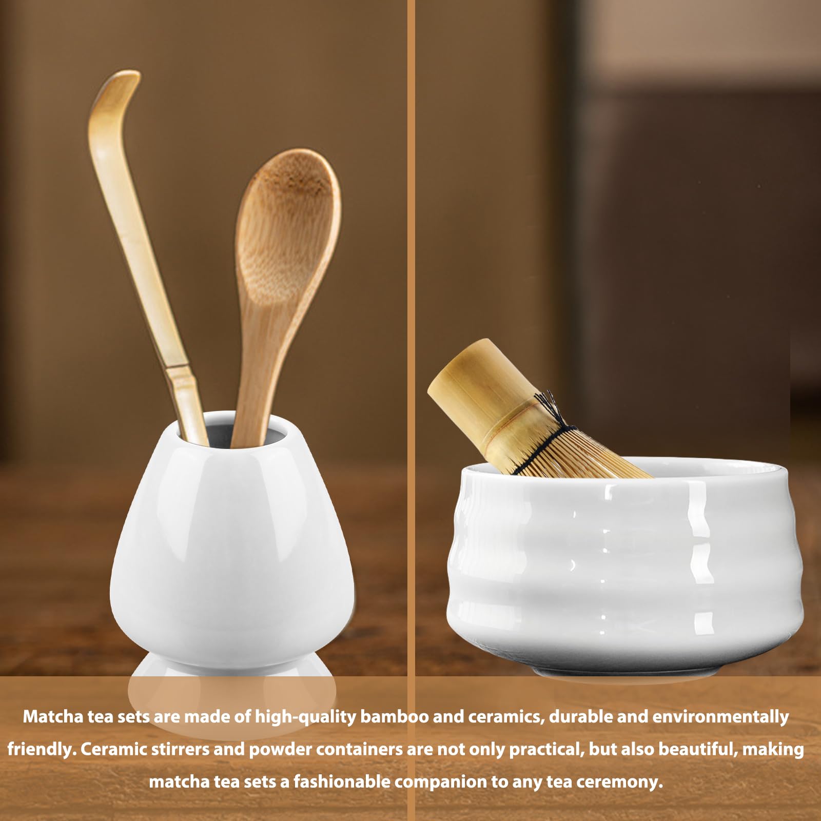 Set Matcha Manuel 5 Pièces – Fouet En Bambou, Cuillères, Support Et Récipient à Poudre