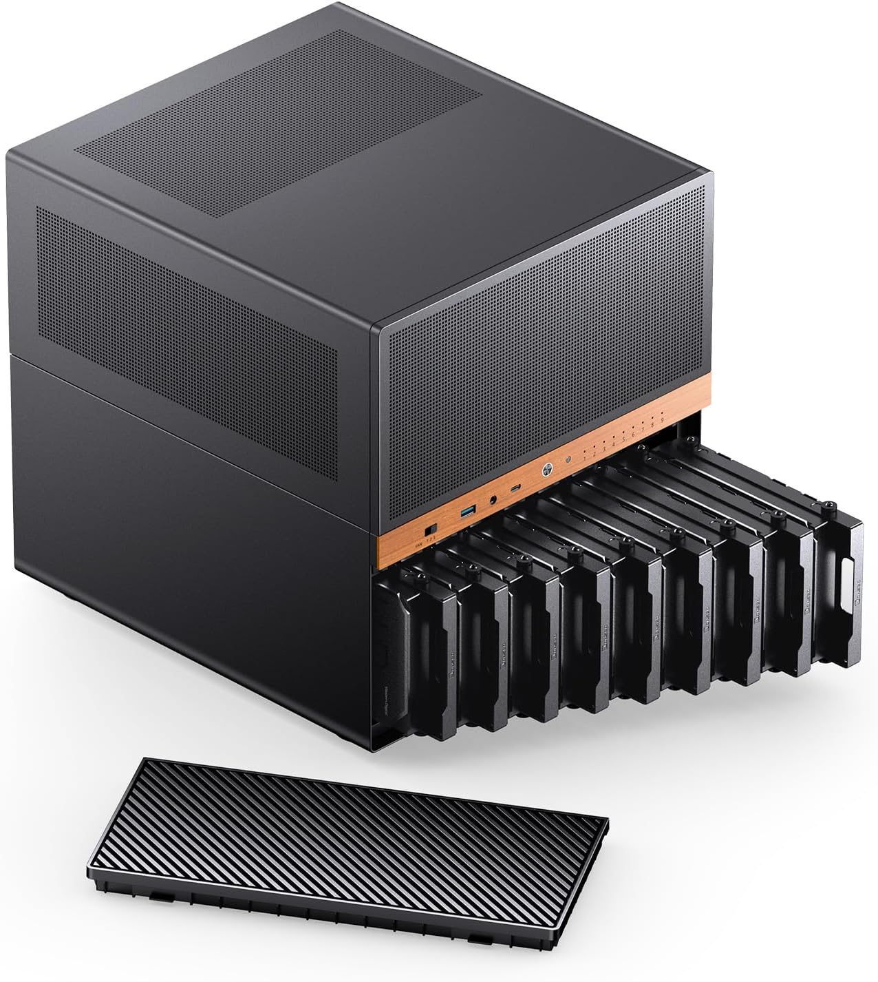 ​JONSBO N6 NAS Case, Micro ATX Pc Case,9HDD/SSD Drive Bay (hot-swap),Support 3 Power Supply Installation Positions,ATX/SFX PSU,with 2 Fans Pre-Installed,GPU305mm,Multi-Fan Position, Supporting 240AIO