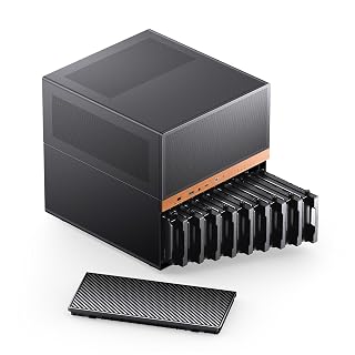 JONSBO N6 NAS Case, Micro ATX Pc Case,9HDD/SSD Drive Bay (hot-swap),Support 3 Power Supply Installation Positions,ATX/SFX PSU,with 2 Fans Pre-Installed,GPU305mm,Multi-Fan Position, Supporting 240AIO - Amazon product rated Grade A