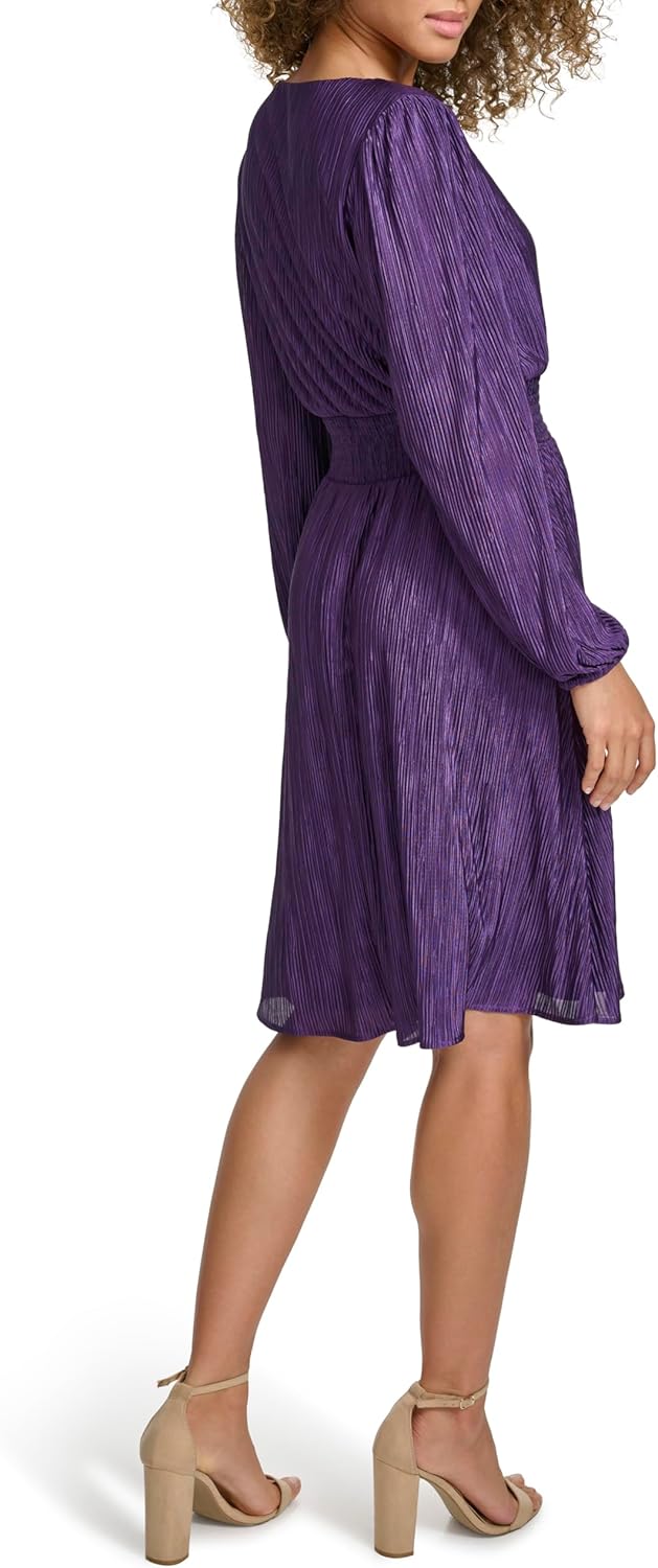 Kensie Womens Balloon Sleeve Smocked Waist Mini Dress - Image 3