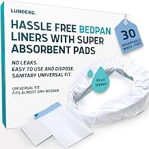 Lunderg Bedpan Liners with Super Absorbent Pads - Value Pack 30 Count - Medical Grade & Universal Fit - Bed Pans for Females, Elderly Men and Women - Make Life so Much Easier