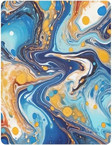 Miniatura 2 de Kigai Fitted Crib Sheet for Boys Girls,Blue Gold Marble Jersey Knit Baby Sheet for Standard Crib and Toddler Bed Mattresses, Cozy Soft Breathable,