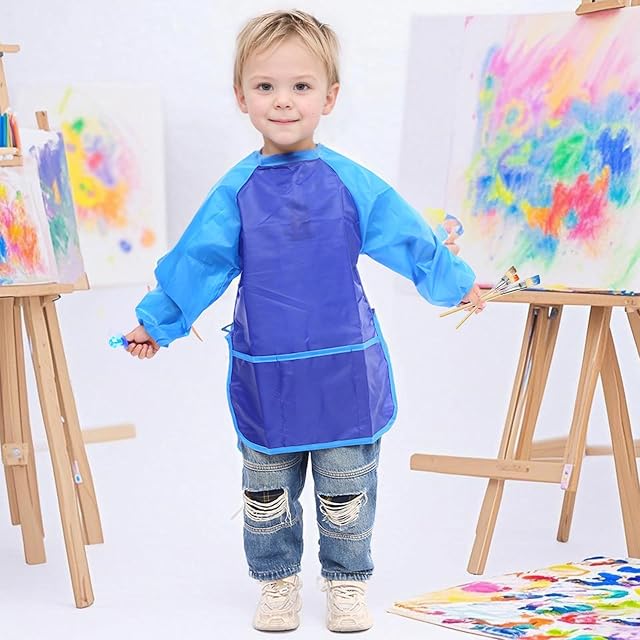 Foto 6 de 7 de Ziyonix Delantal Infantil Pintura Impermeable Delantales Niño de 5 a 8 Años 2Pcs