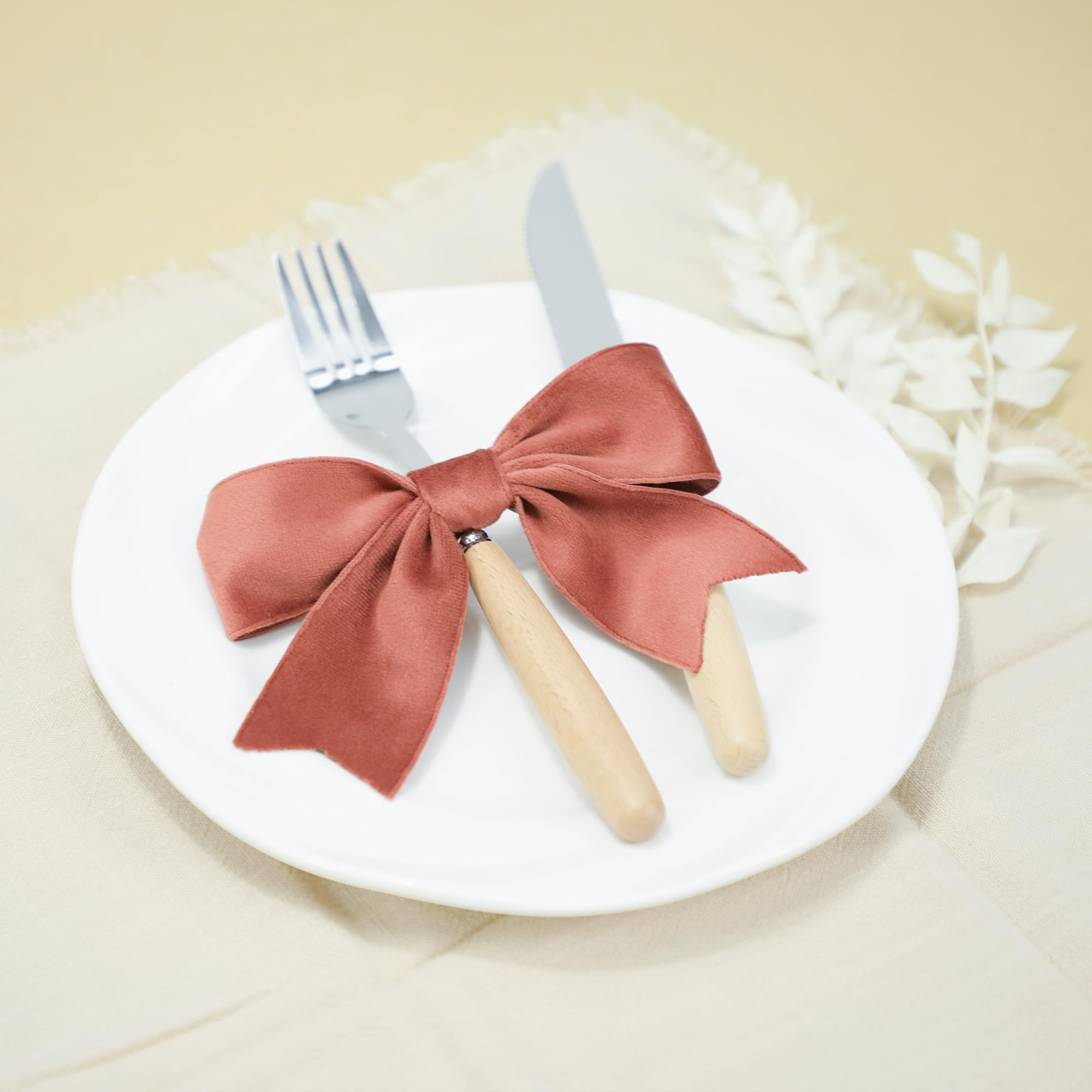 Keypan Cinta de terciopelo rojo óxido, 1-1/2 pulgadas de ancho, cintas de tela hechas a mano para decoración de Navidad, ramo de flores, decoración de boda, baby shower, 2 rollos