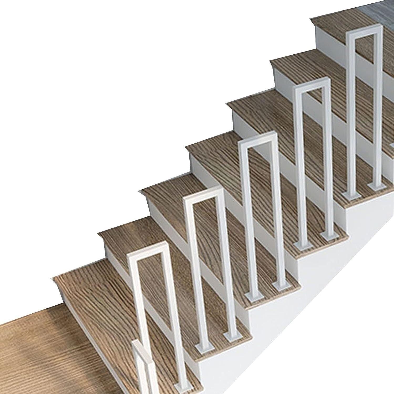 Stair Railing Indoor, Hand Rails for Outdoor Steps, White Metal Stair Railings, 1.1-3.3FT Staircase Guardrail, for Porch, Loft, Corridor, Garden Fence Armrest(65CM/2.1FT)
