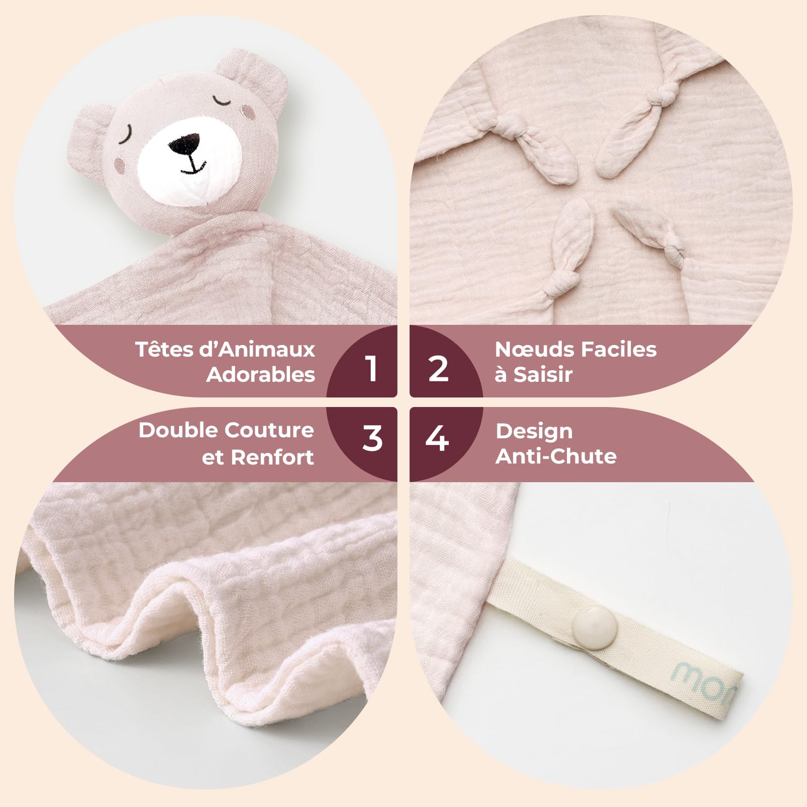 Momcozy Echarpe de Portage Bebe avec Anneaux & momcozy Doudou Bebe Ours Rose
