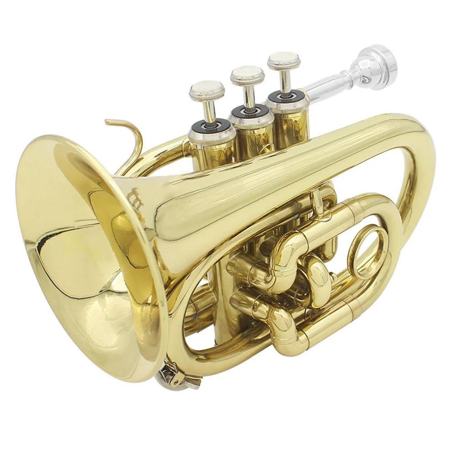 początkujących trąbka Miniaturowa Kieszonkowa Trąbka Bb Flat Brass Instrument Dęty Rękawice Futerał Transportowy Wytrzymała Kieszonkowa Trąbka