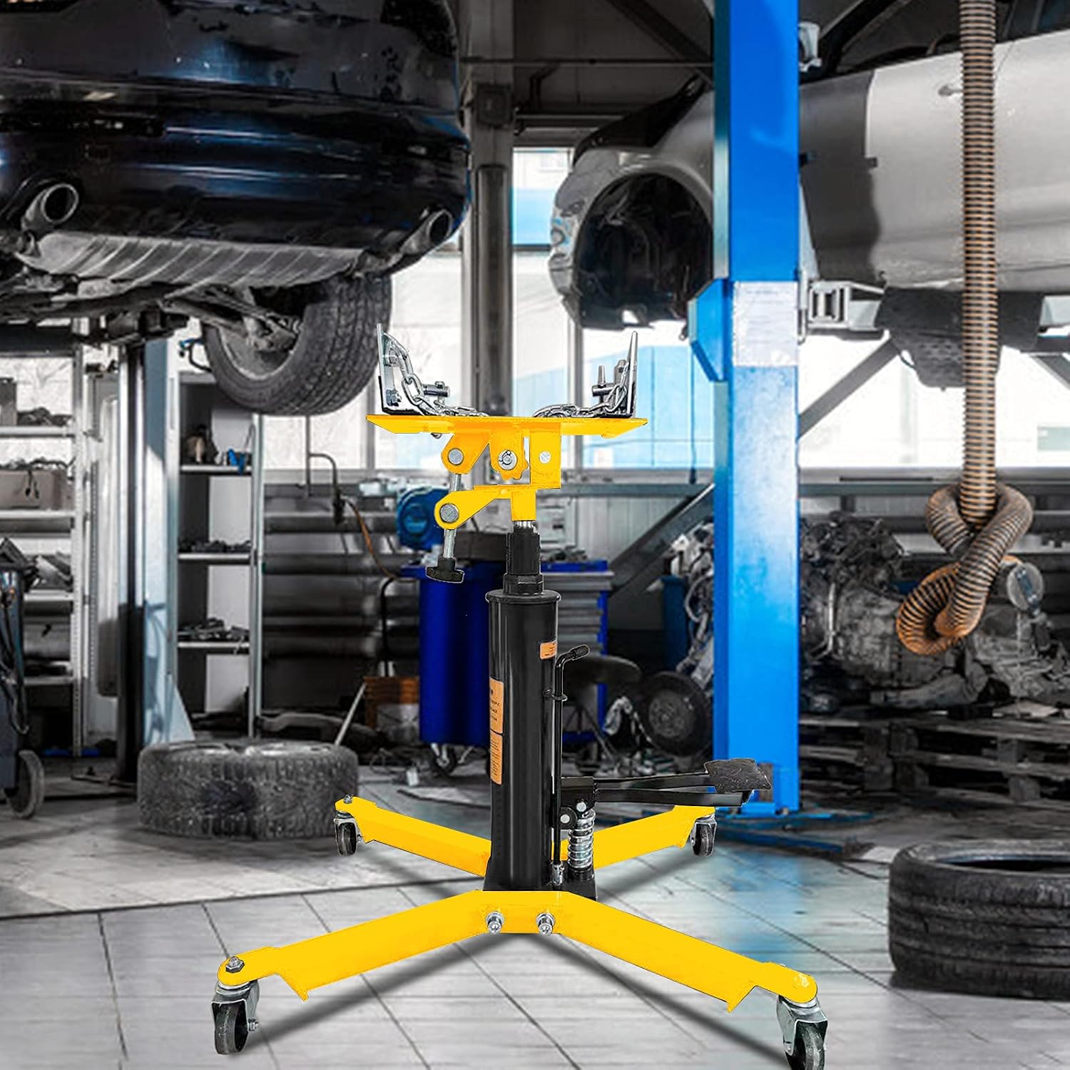 Gato Hidráulico De Transmisión Para Motor 750 Kg - Altura Ajustable 133.5-200 Cm, Con Pedal Y Base Estable