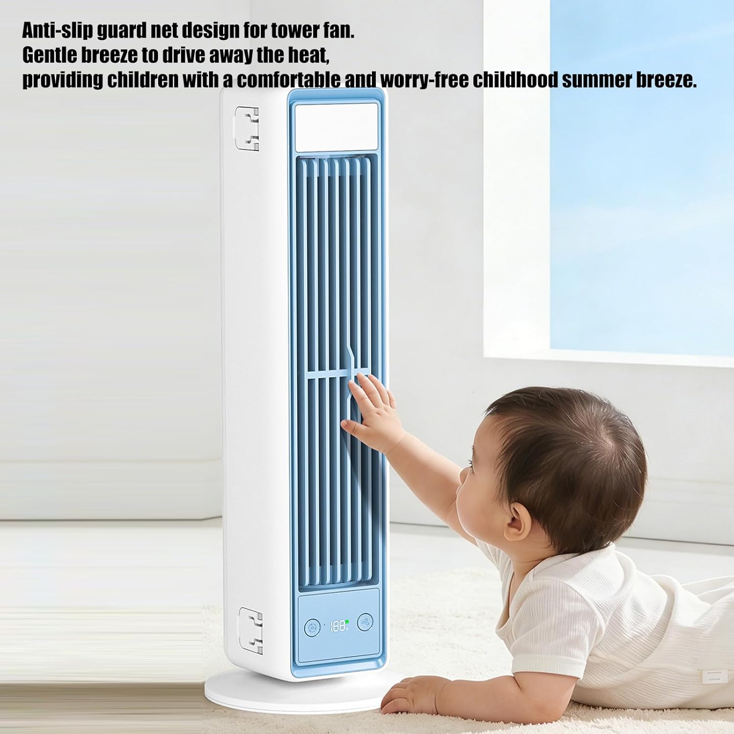 Quiet Bladeless Tower Fan with 5 Adjustable Speeds Rechargeable Battery Texture for Bedroom Study Room Offices Hanging Wall Fan
