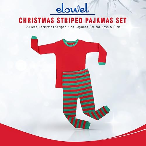 Miniatura 2 de Elowel piyama de dos piezas a rayas para niños y niñas, 2 piezas, 100% algodón, talle 6 meses a 12 años