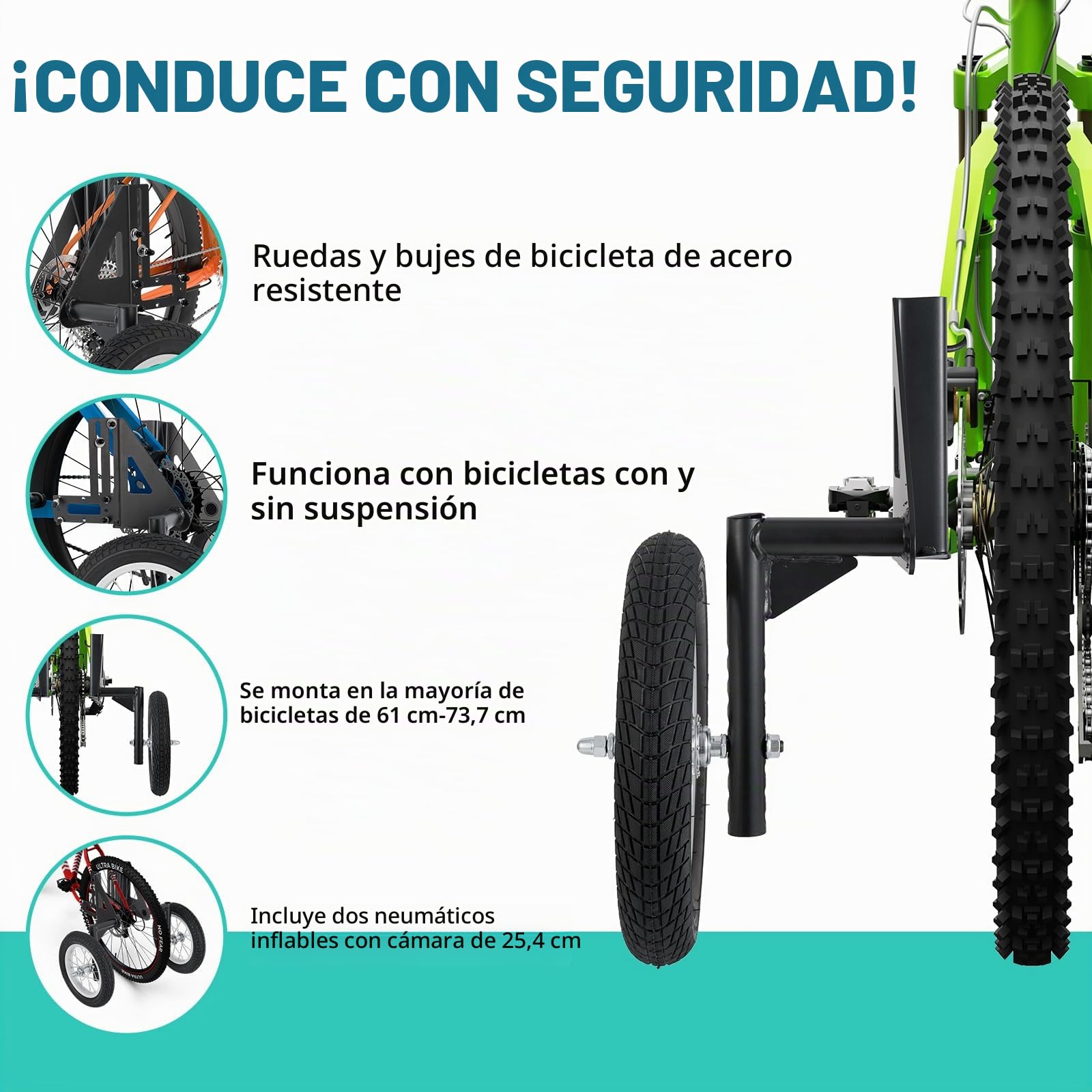 Moshay Ruedas estabilizadoras ajustables para bicicleta de adulto 24-29 pulgadas