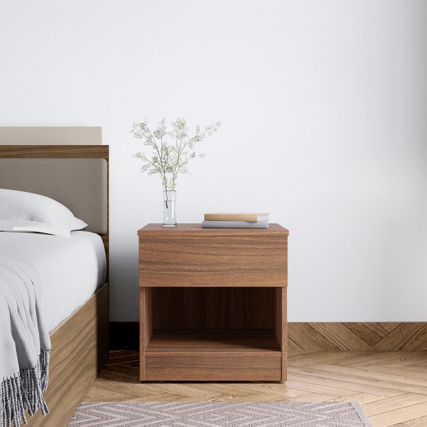 Interio by Godrej Zyne Engineered Wood Bedside Table, 1-Year