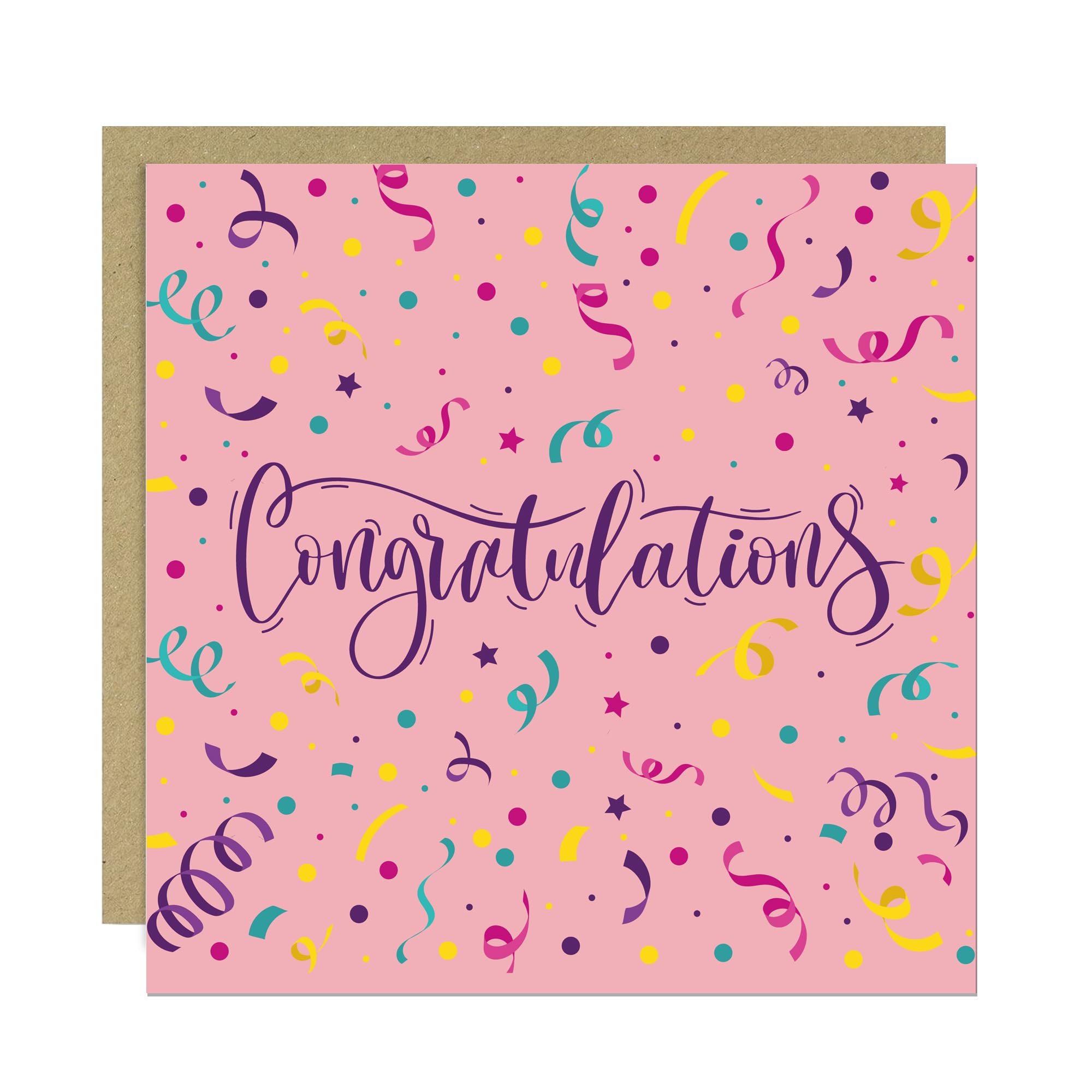 RED OCEAN Congratulations Card Passed Exams Graduation Congrats Card For Daughter Son New Job Retirement Well Done Appreciation Cards 145x145mm With Kraft Envelope (Congratulations - Pink)