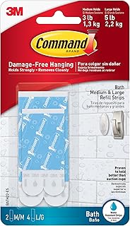 Bath Replacement Strips, 2-Medium and 4-Large Water-Resistant Adhesive Strips, Re-Hang Bath Hooks or Caddies