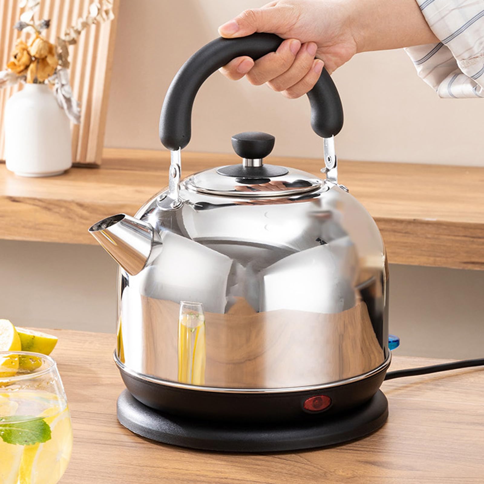 Hervidor eléctrico de ebullición rápida, 3 L, acero inoxidable 304, 1500 W, para agua caliente, té o café (plateado, 3 L)
