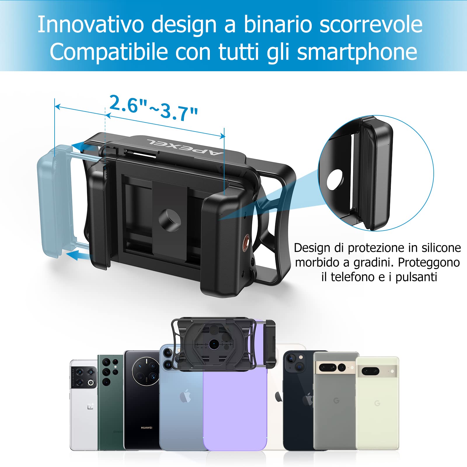 APEXEL Adattatore Universale per Smartphone con Telescopio con Bluetooth, Compatibile con Binocoli, Monoculare e Microscopi, Adattatore per Montaggio su Telescopio, Adatto a Tutti Gli Smartphone