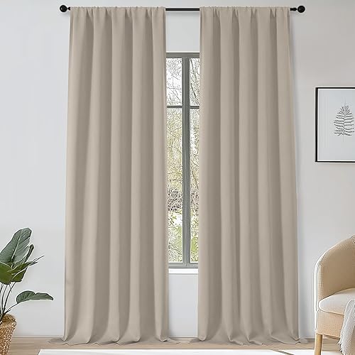 Miniatura 31 de OWENIE Sally Ever Green Cortinas Opacas para Dormitorio Sala de Estar 63 Pulgadas de Largo Juego de 2 Paneles, Aislamiento Térmico Ahorro de Energía