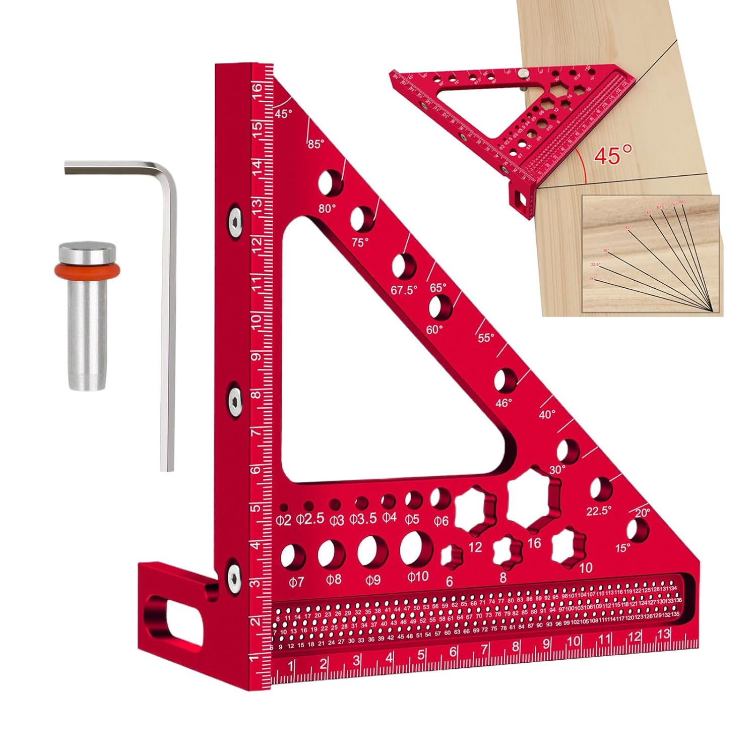 マルチアングル測定定規 - 3Dマルチアングル木工スピードマーキングスクエア | 機械工エンジニアのための測定分度器 マーキングレイ