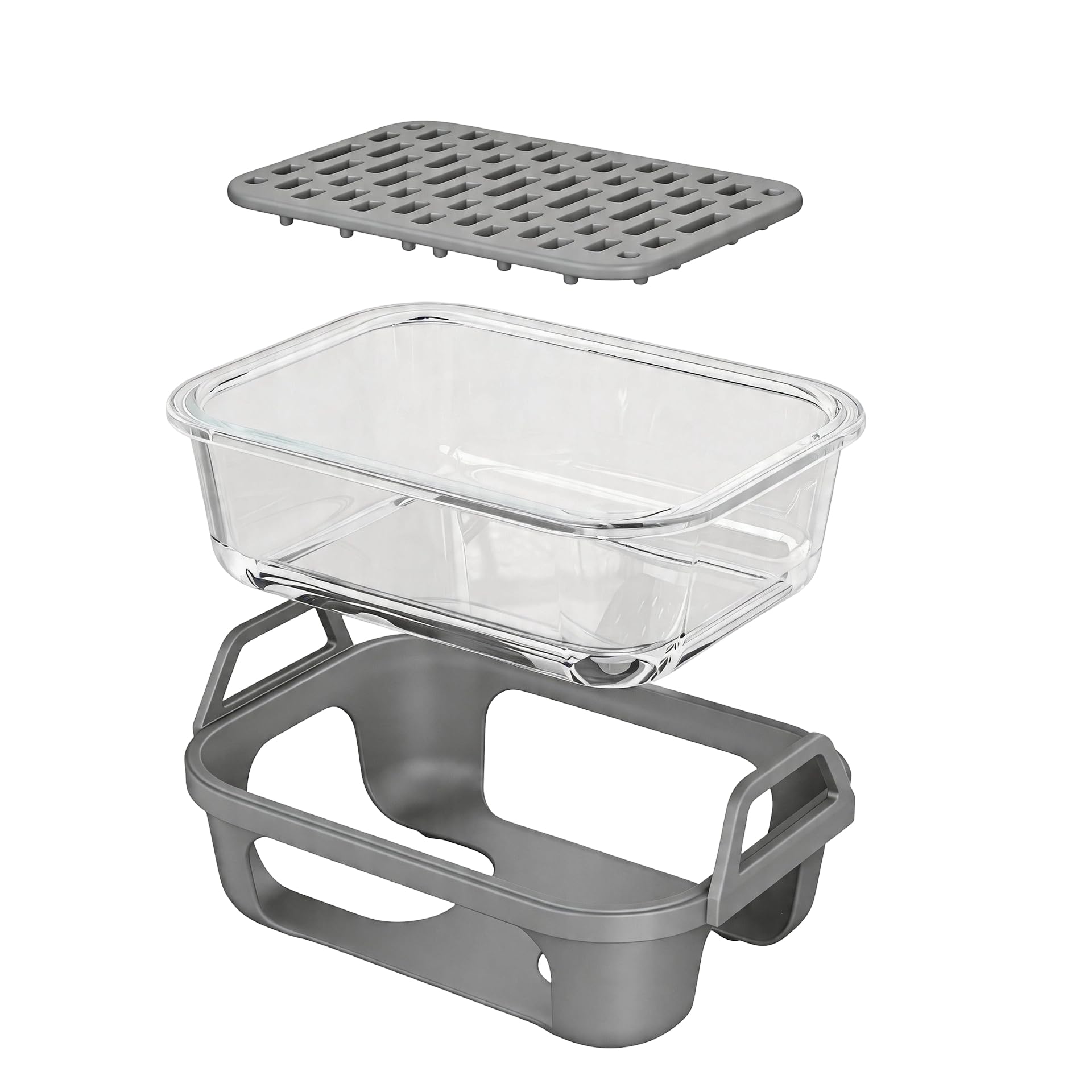 Tfaoys Grey Safe Glass Baking Container For Air Cooker Oven Multipurpose Use Air Cooker Lid And Mat