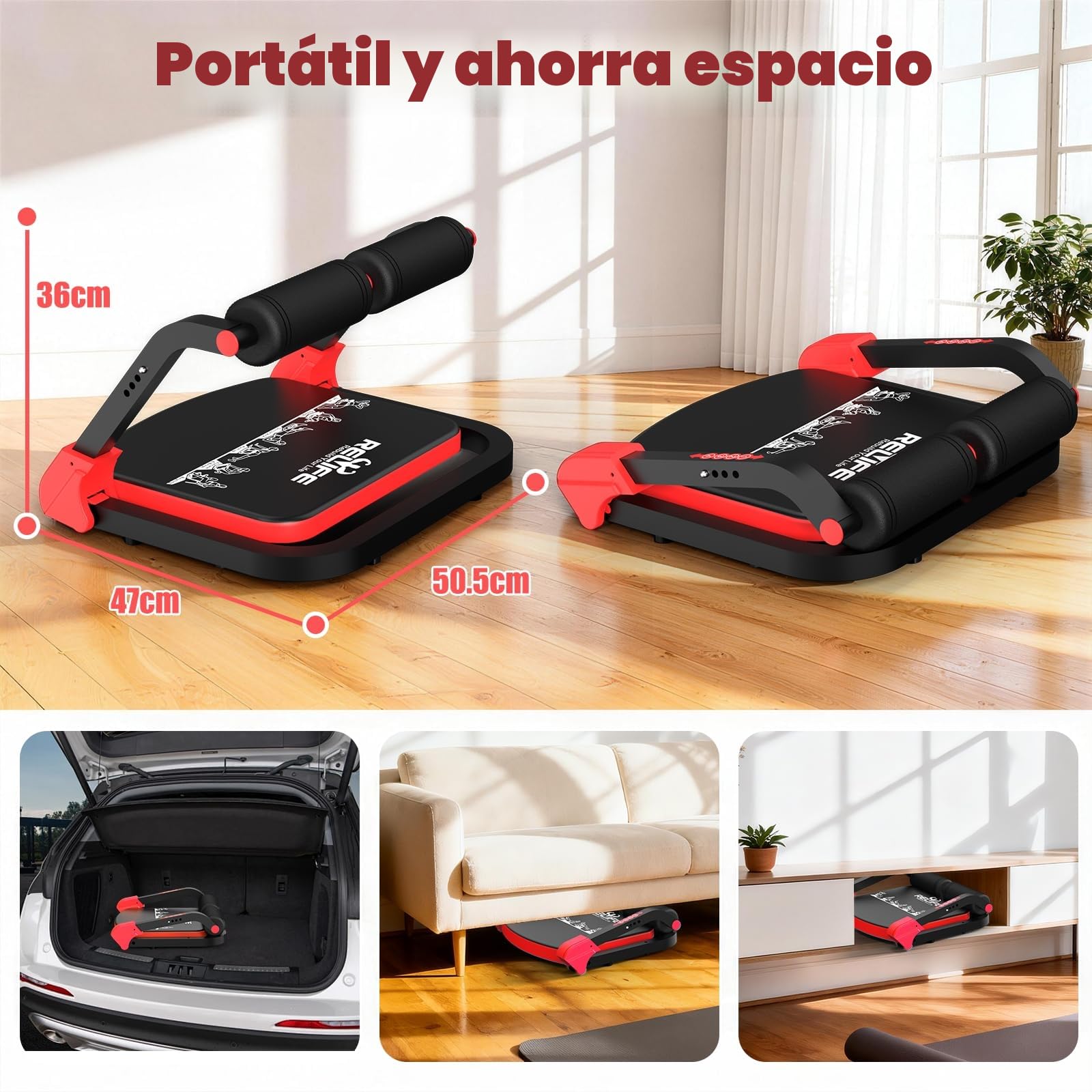 RELIFE REBUILD YOUR LIFE Entrenador de abdominales para el hogar, plegable, 3 niveles de resistencia, abdominales, piernas, abdominales, entrenamiento abdominal