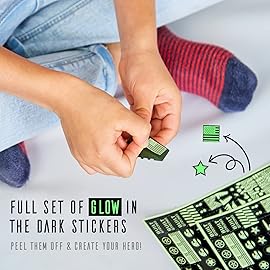 JITTERYGIT Robot Army Buildable Mech Soldier Glow in The Dark Gift Toy Set, Helicopter Military Creative STEM Project, Dinosaur Building Bricks Kit for Kids Ages 6-11 Years Old