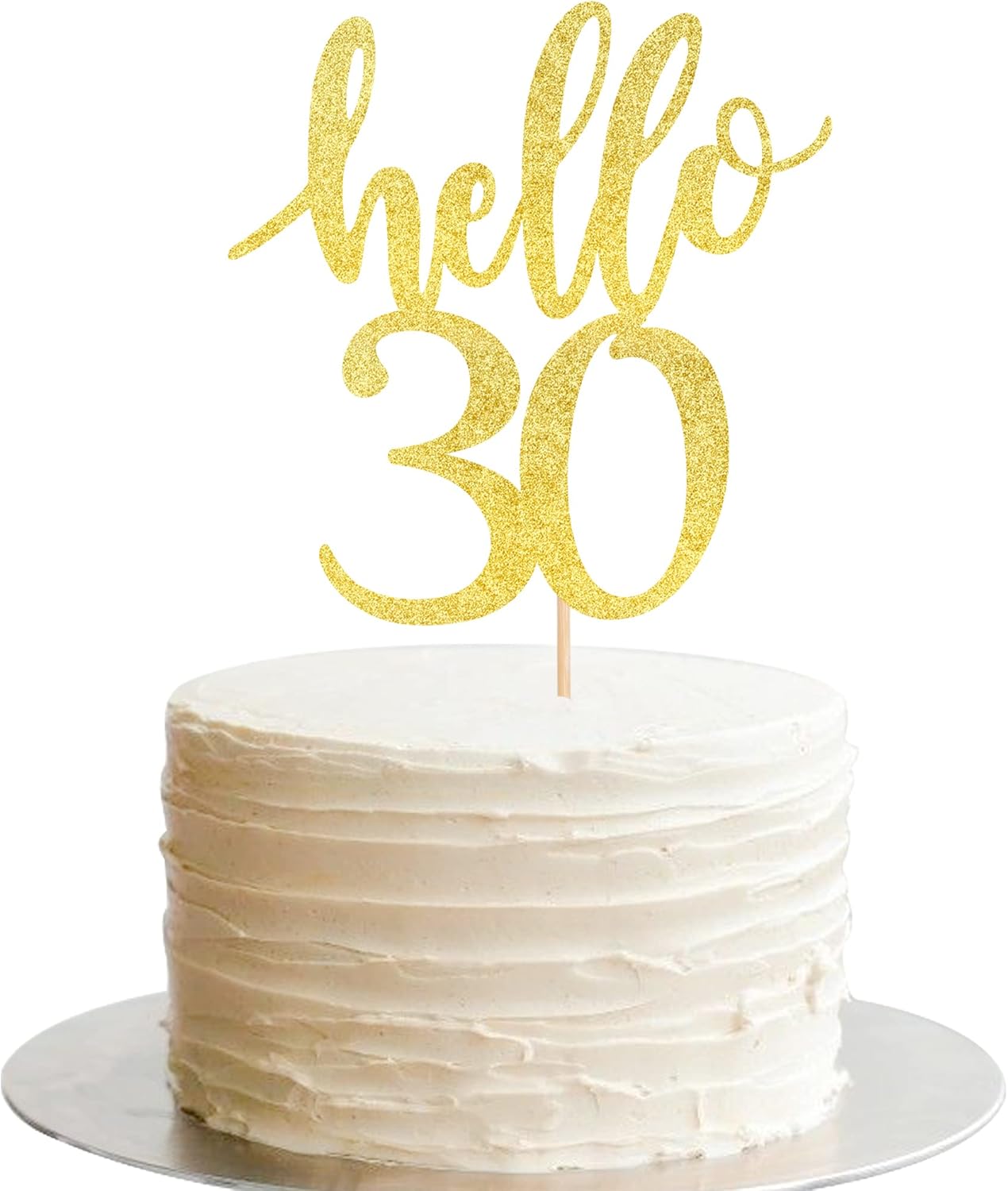 ZHUOWEISM 1 PCS Hello 30 Cake Topper Gold Glitter Cheers to 30 Thirty ...