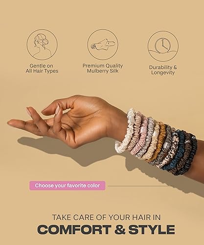 Miniatura 3 de Ch. SKINNIES-1 - Juego de coleteros pequeños de seda para el cabello, coleteros para cabello fino, accesorios para el cabello para mujer, con