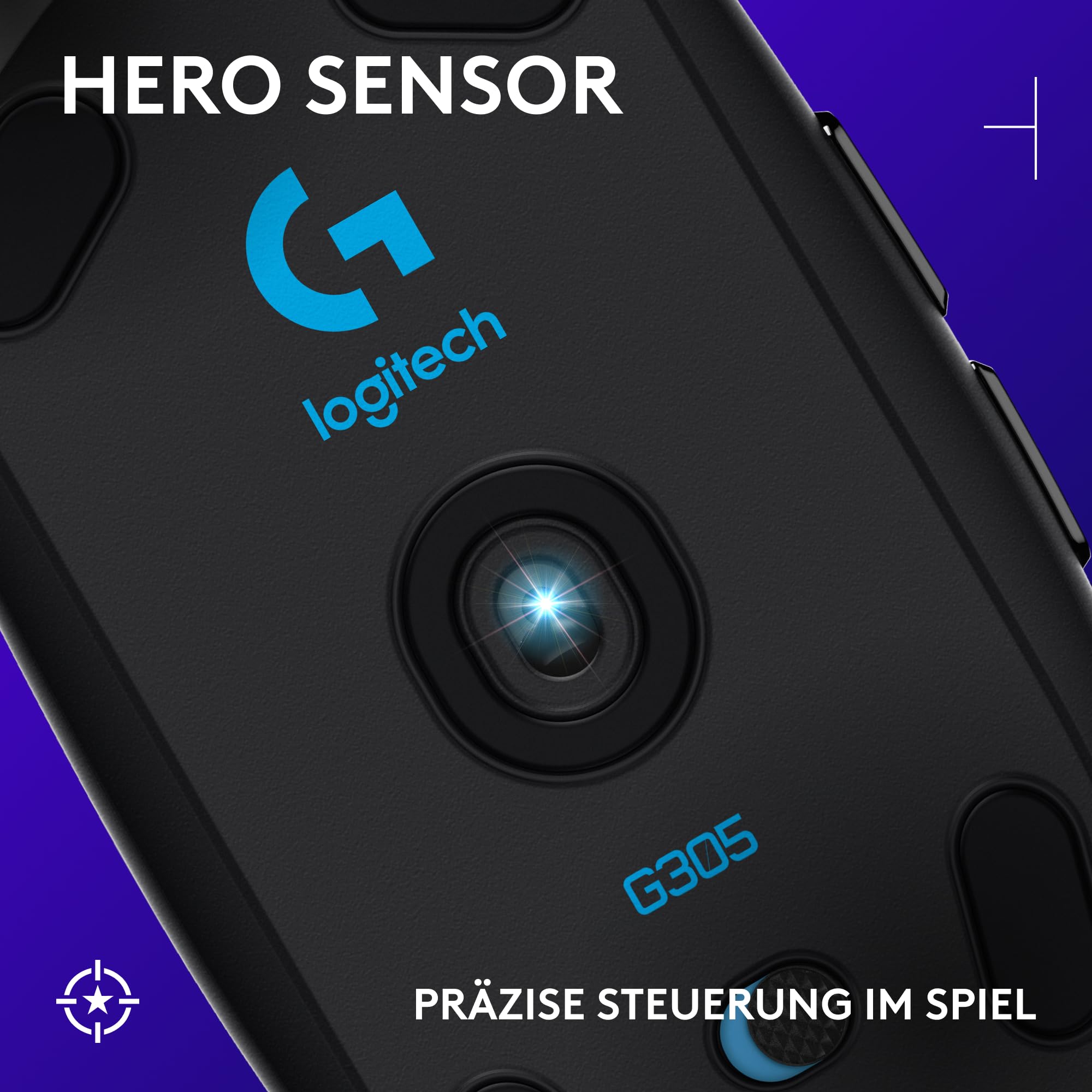 Logitech G G305 LIGHTSPEED kabellose Gaming-Maus HERO 12K DPI Sensor Wireless 6 Tasten 250h Akku Schwarz