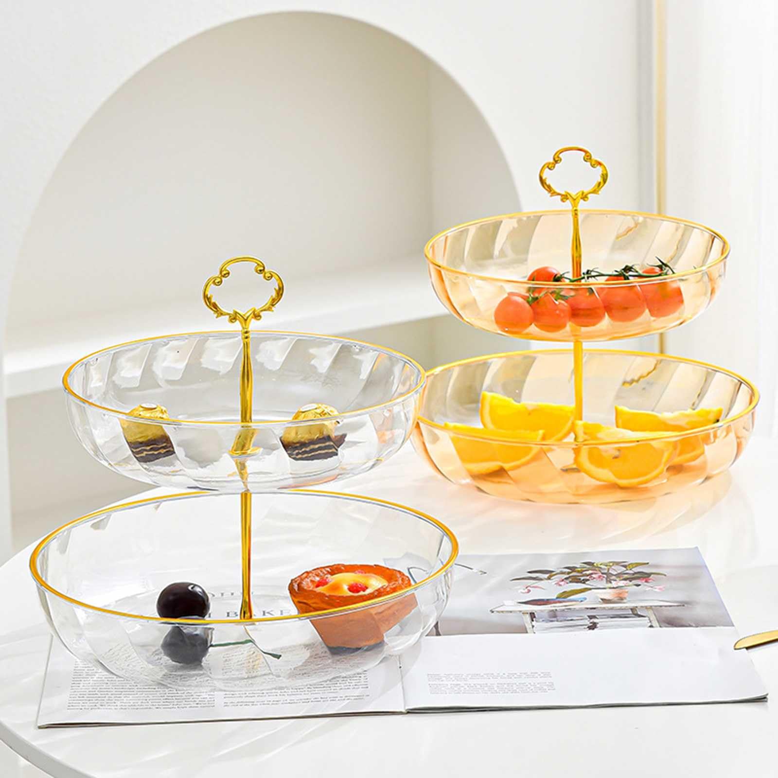 Trockenfrüchte-Snackteller, Obstteller, dekorative Süßigkeitenschale, Obstteller, durchsichtige Obstschale, Obst-Snackteller im europäischen Stil, Obsttablett-Dekorationen aus Kunststoff