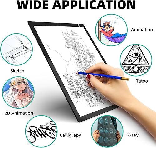 Miniatura 7 de ME456 Tablero de dibujo de luz recargable A4, almohadilla de luz alimentada por batería de litio, caja de luz LED de brillo ajustable ideal para