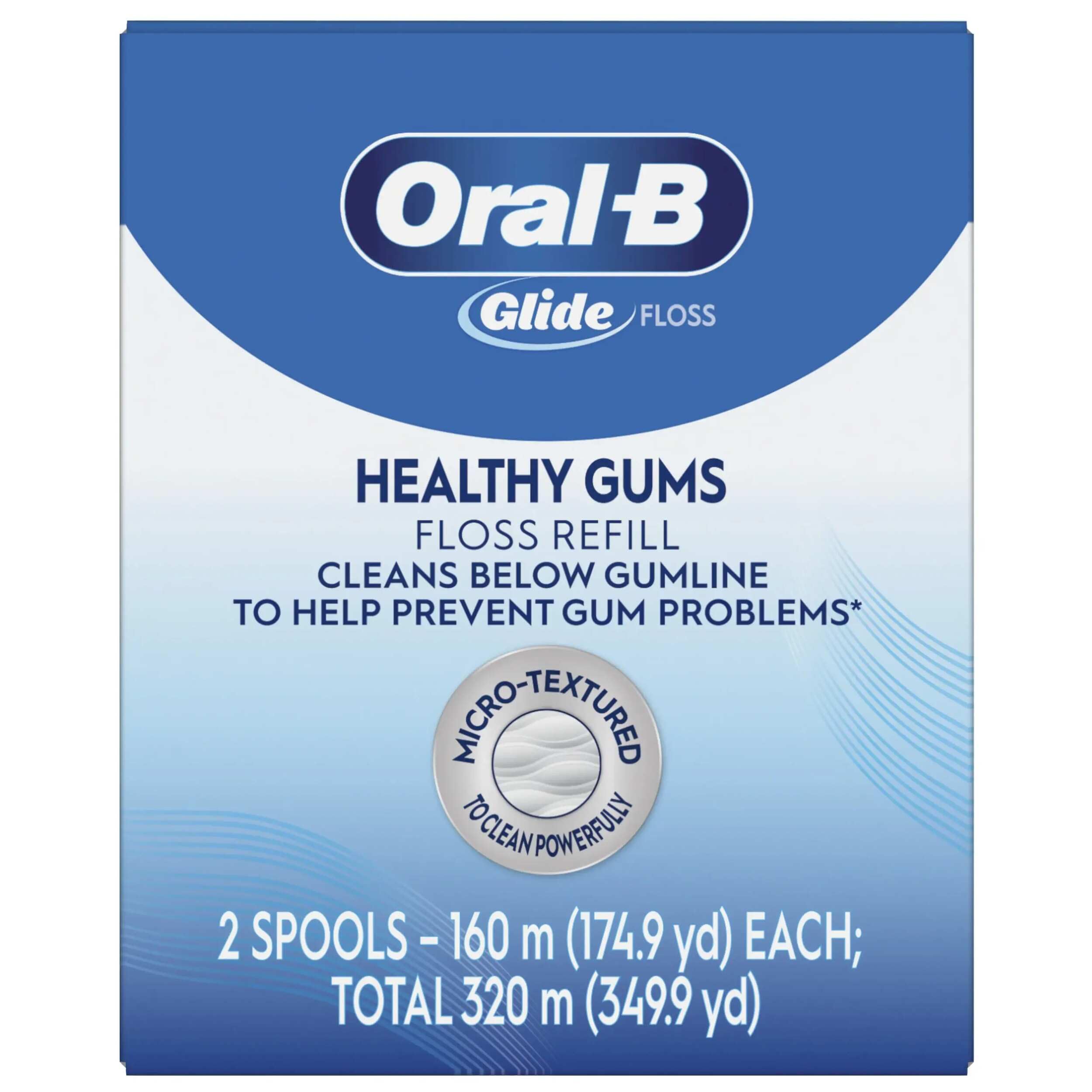 Oral-B Glide Floss, Rouleau de Fil Dentaire, Recharges pour Distributeur, Blanc, 400 m (Lot of 2)