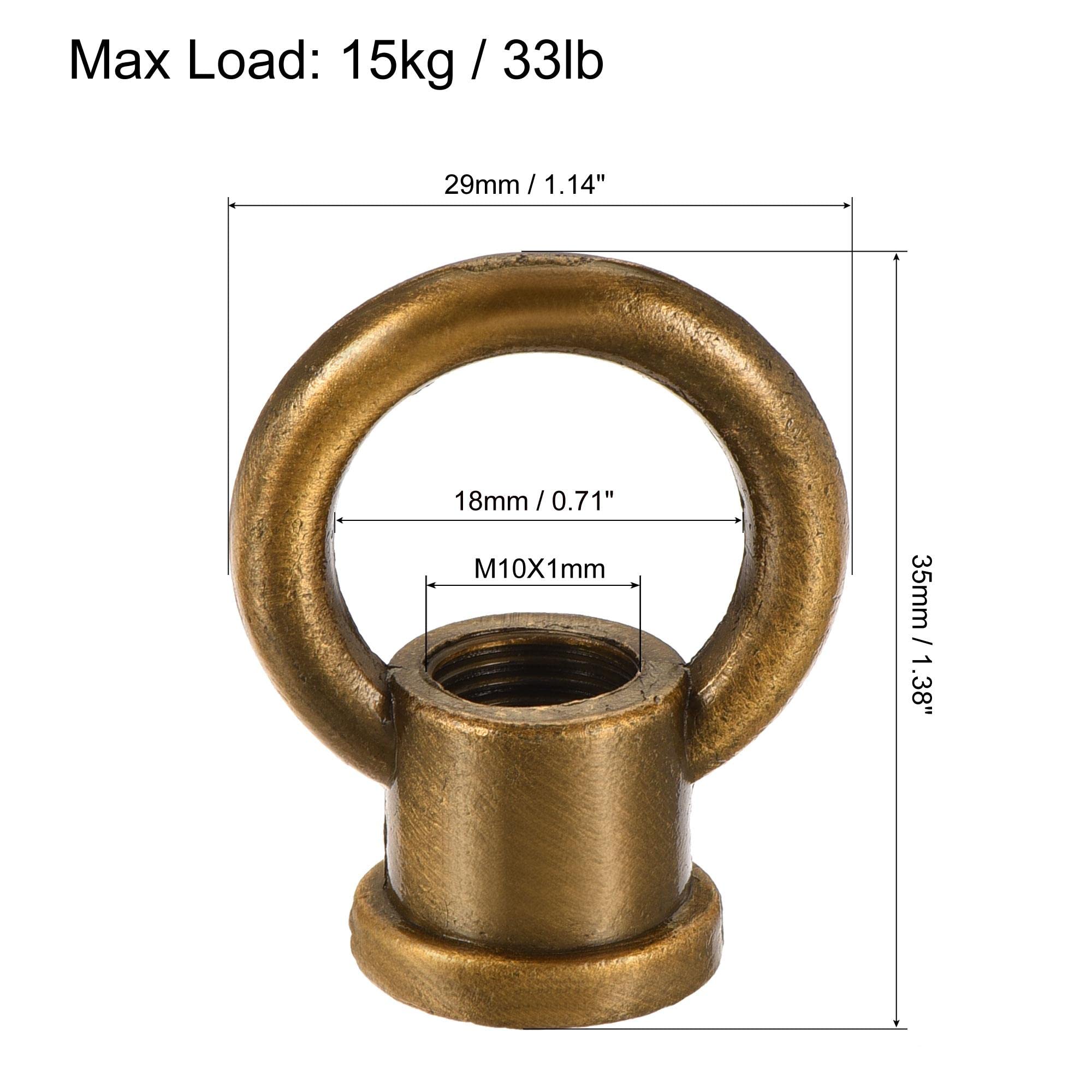 sourcing map 2 sztuki nakrętek oczkowych 15 kg maks. obciążenie 29 x 35 mm gwint M10 kształt pierścienia żeńska pętla do lampy wiszącej żyrandol złoty brąz