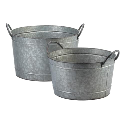 Galvanized Bucket Planter Due 12 Inch Tall 2 Over Sizes Metal Country Pales