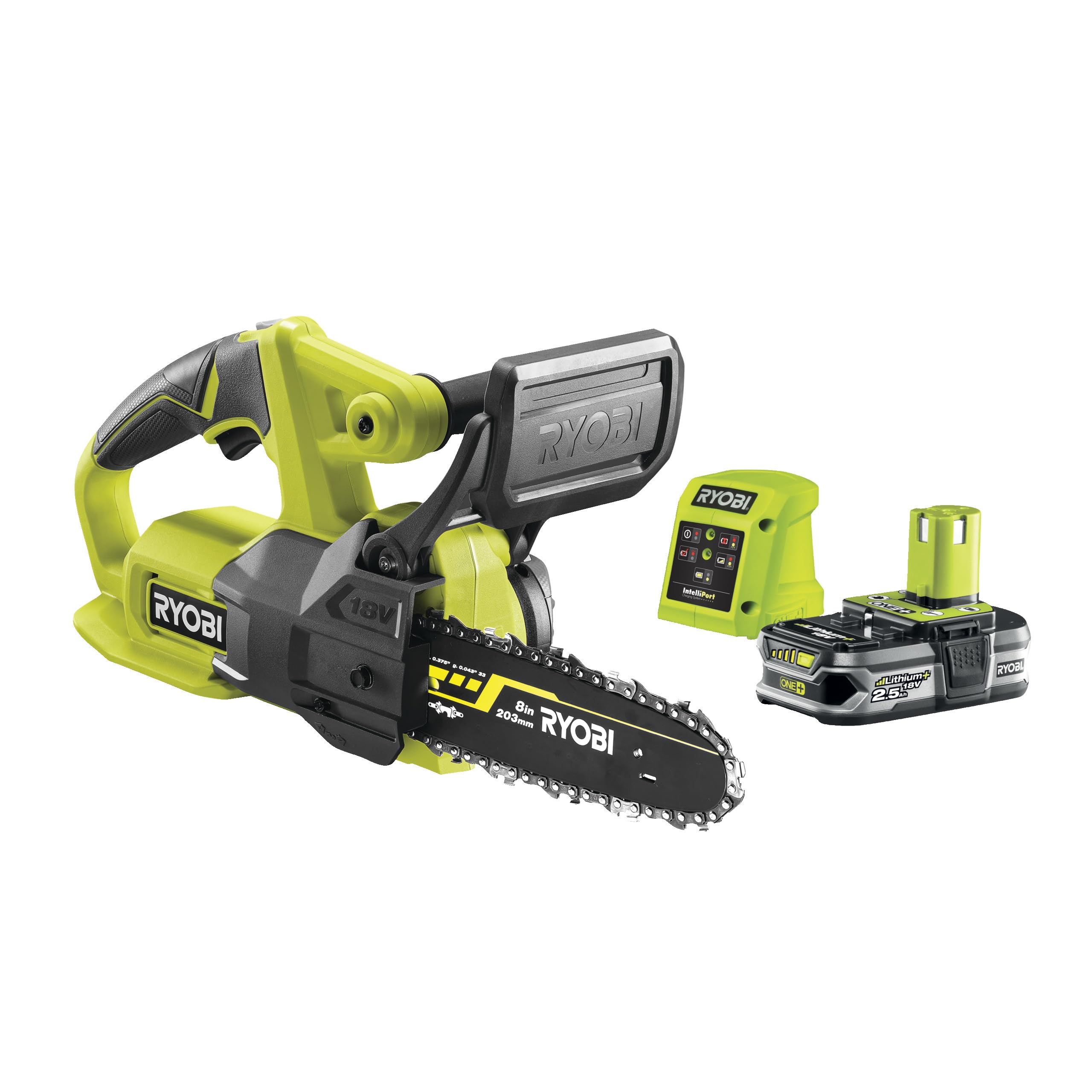 RYOBI 18 V ONE+ akülü zincirli testere RY18CS20A-125 (bıçak