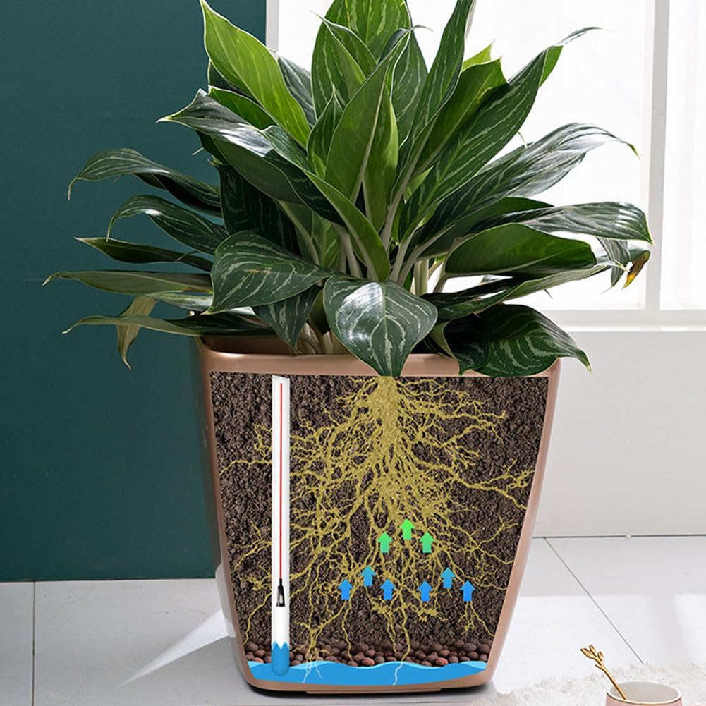 CANDeal 5 Inch Self-Watering Square Planter Pots for Indoor Outdoor Plants,Self Watering Flower Pots with Water Level Indicator,House Plant Plastic Flower Pot (Light Blue)