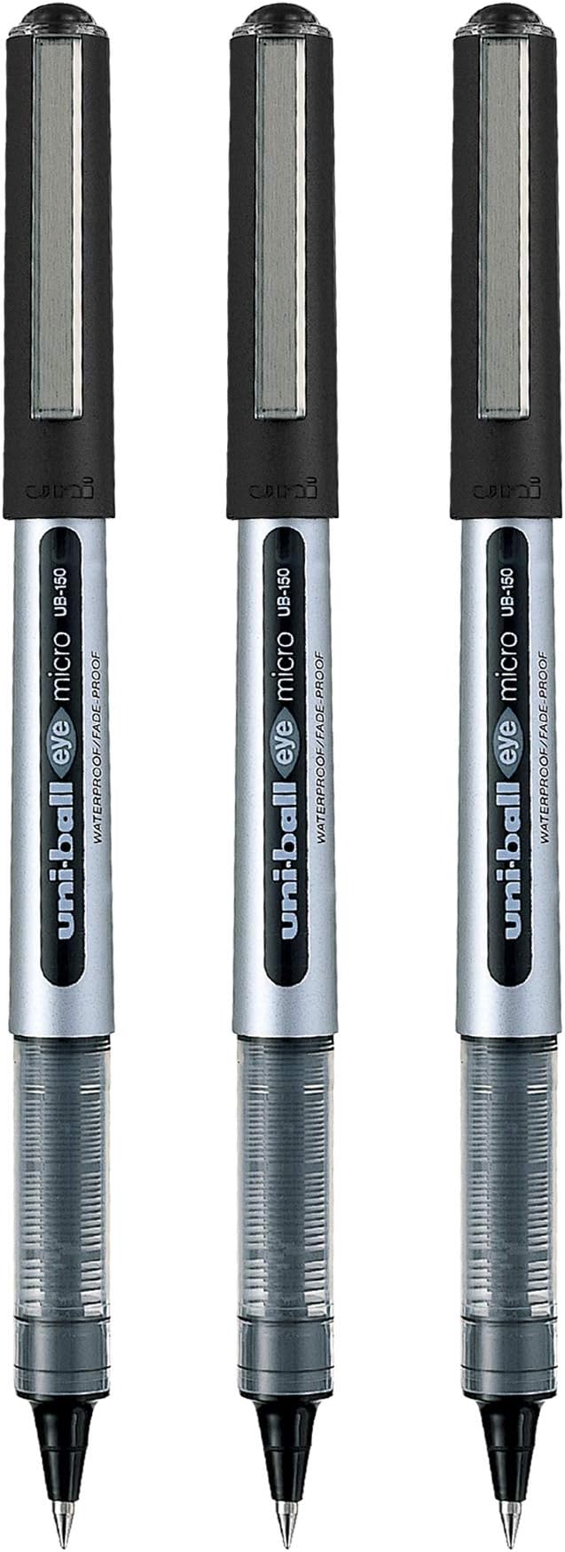 Eye UB150 Roller Pen (Black Ink, Pack of 3)