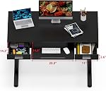 SHW 48-Inch Bureau réglable en hauteur électrique avec plateau de clavier et 2 Des tiroirs, 122 x 61 cm, noir