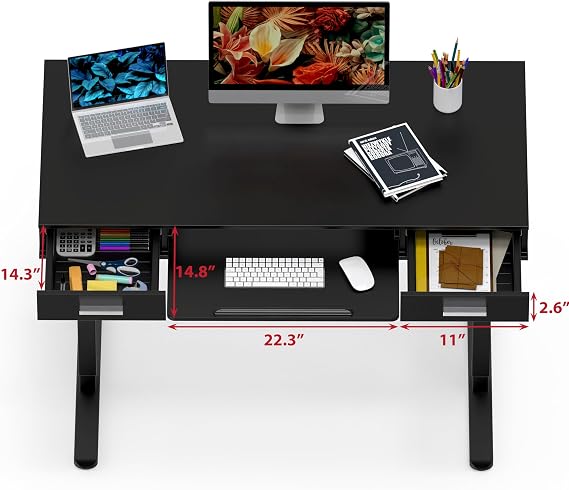SHW 48-Inch Electric Height Adjustable Desk w/Keyboard Tray, Black