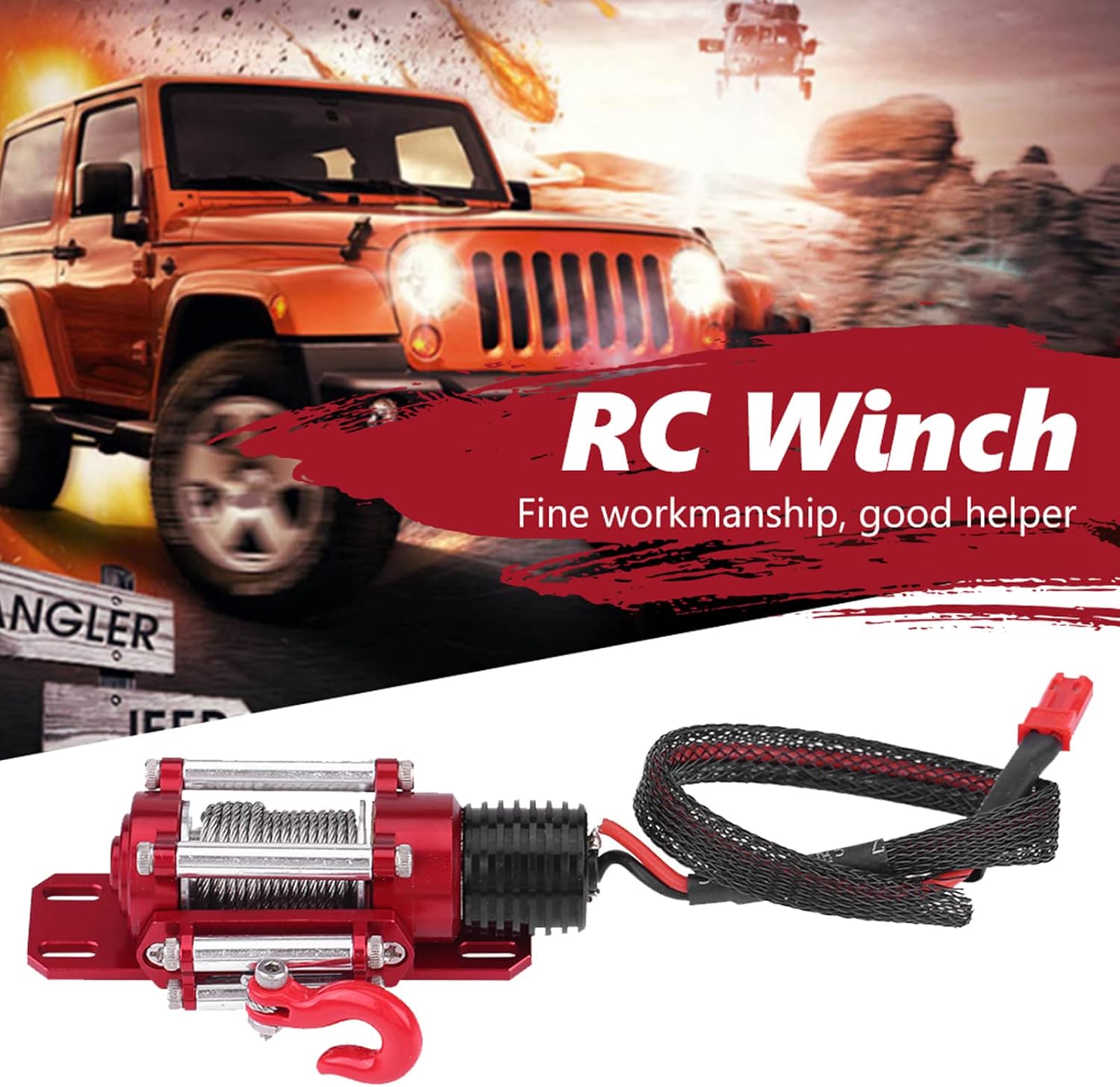 RC Car Winch, 1 10 Scale RC Model Vehicle Crawler Car Accessory Metal Winch with Remote Controller, for Hsp Redcat Scx10 Rc Crawler Car, 1 10 Scale RC Model Vehicle Crawler Car