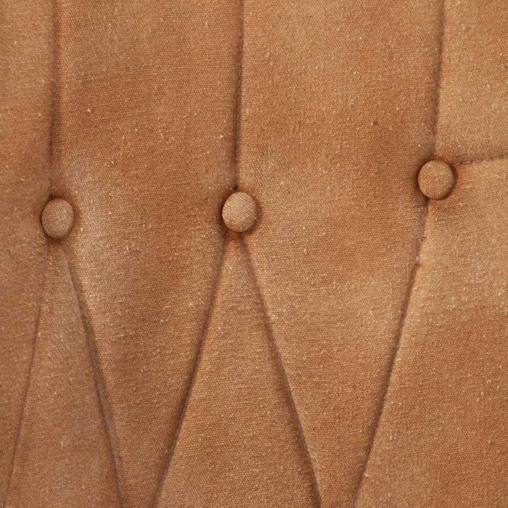 Sillón Orejero De Lona Marrón Asiento Acolchado