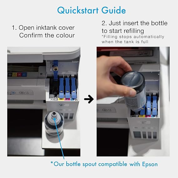 102 Ink Compatible with Epson 102 Ink Cartridges Refills Bottle Multipack, for EcoTank ET-2750 ET-2700 ET-2710 ET-2720 ET-2756 ET-285 ET-3700 ET-3750 ET-4700 ET-4750 ET-15000