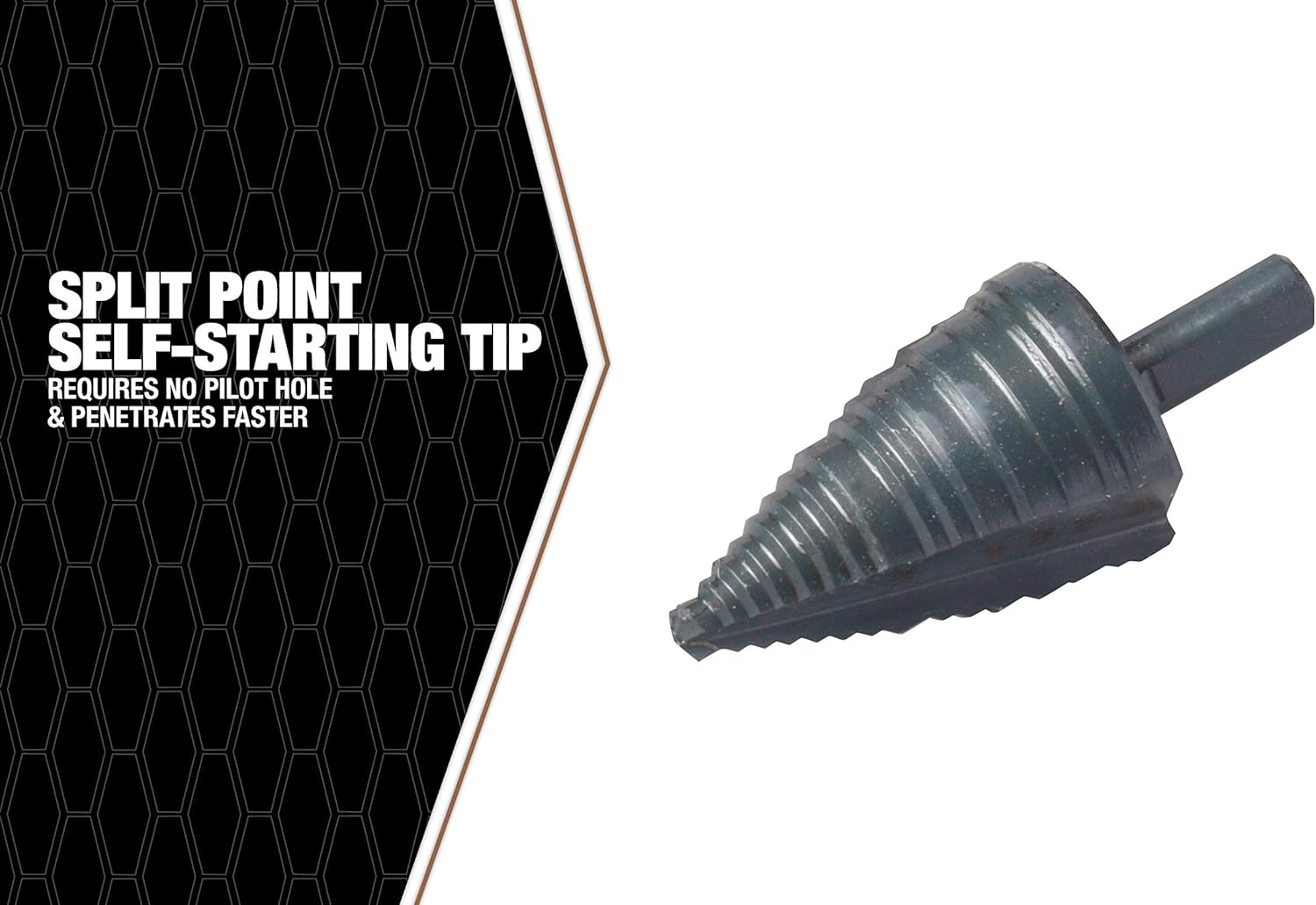 Southwire Step Drill Bit - Self-Starting Tip for Fast Drilling Through Steel, Plastic, Wood, & More - Double Flute - Laser-Etched Sizes - Tri-Lobe Shank - 1/4" to 1-3/8"