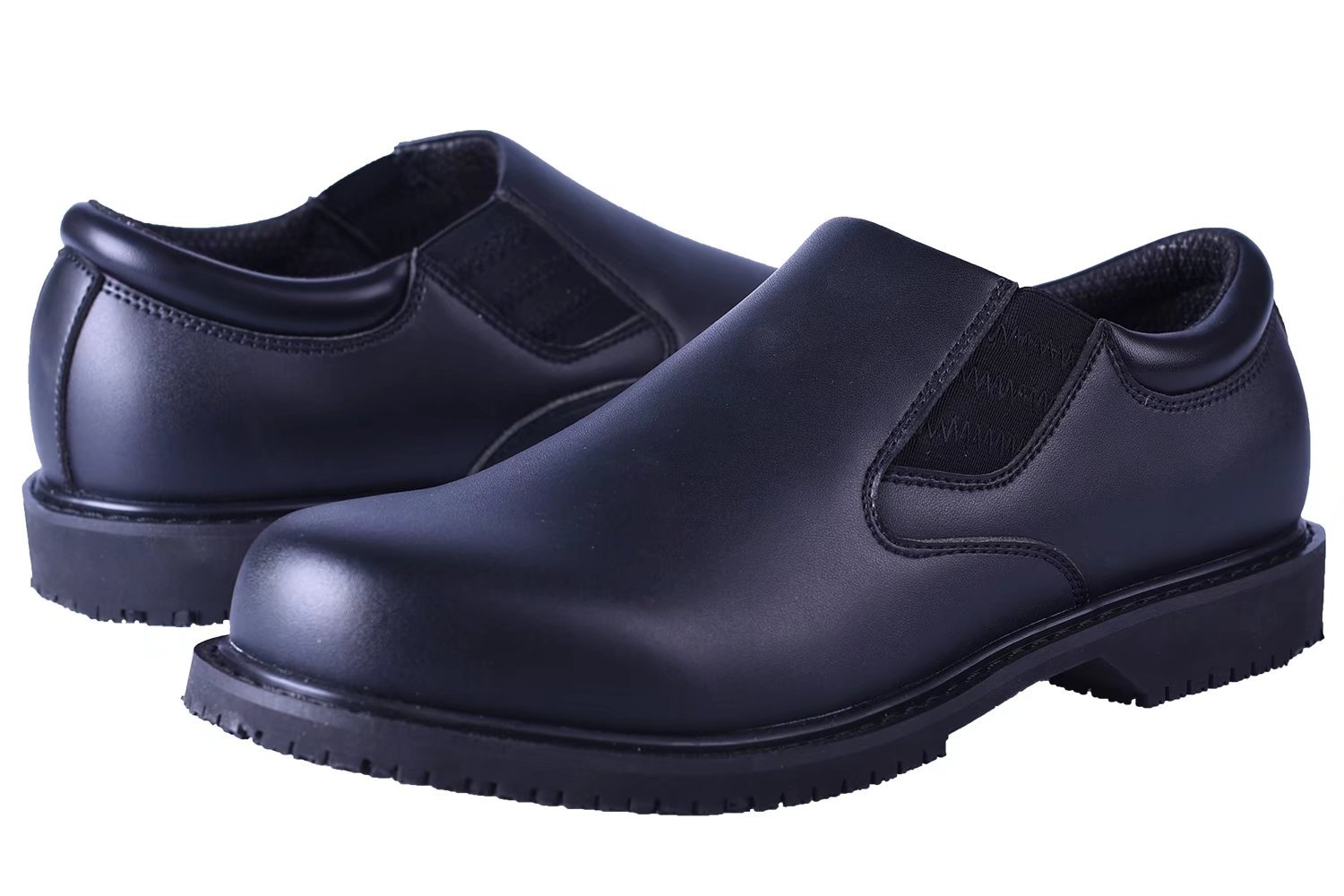 DDTX Men's Slip-on Work Shoes Slip and Oil Resistant EH Protection Insulated Shoes Black (8.5)