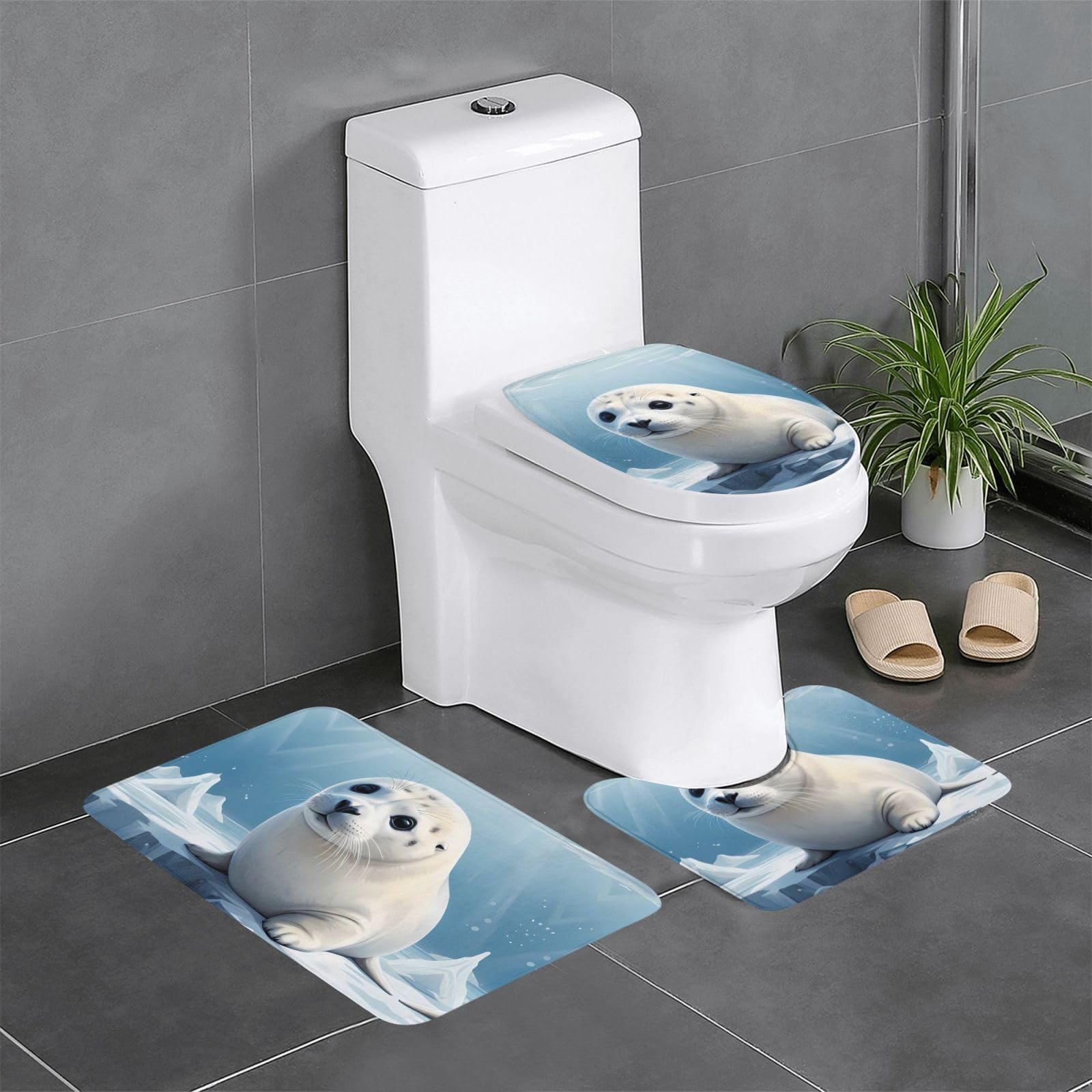 Tapis de salle de bain antidérapants absorbants et sécurisés motif phoque
