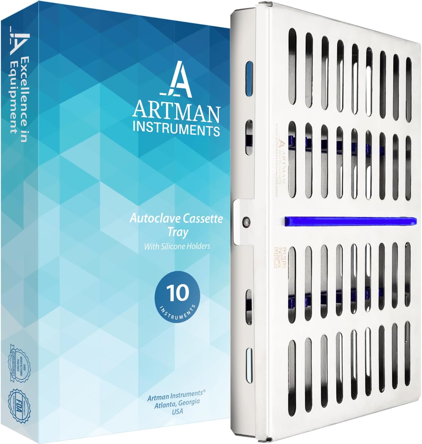 ARTMAN Instrument Cassette Rack for 5,7,10 & 20 Instruments Box Dental Instruments Organizer (for 10 Instruments)