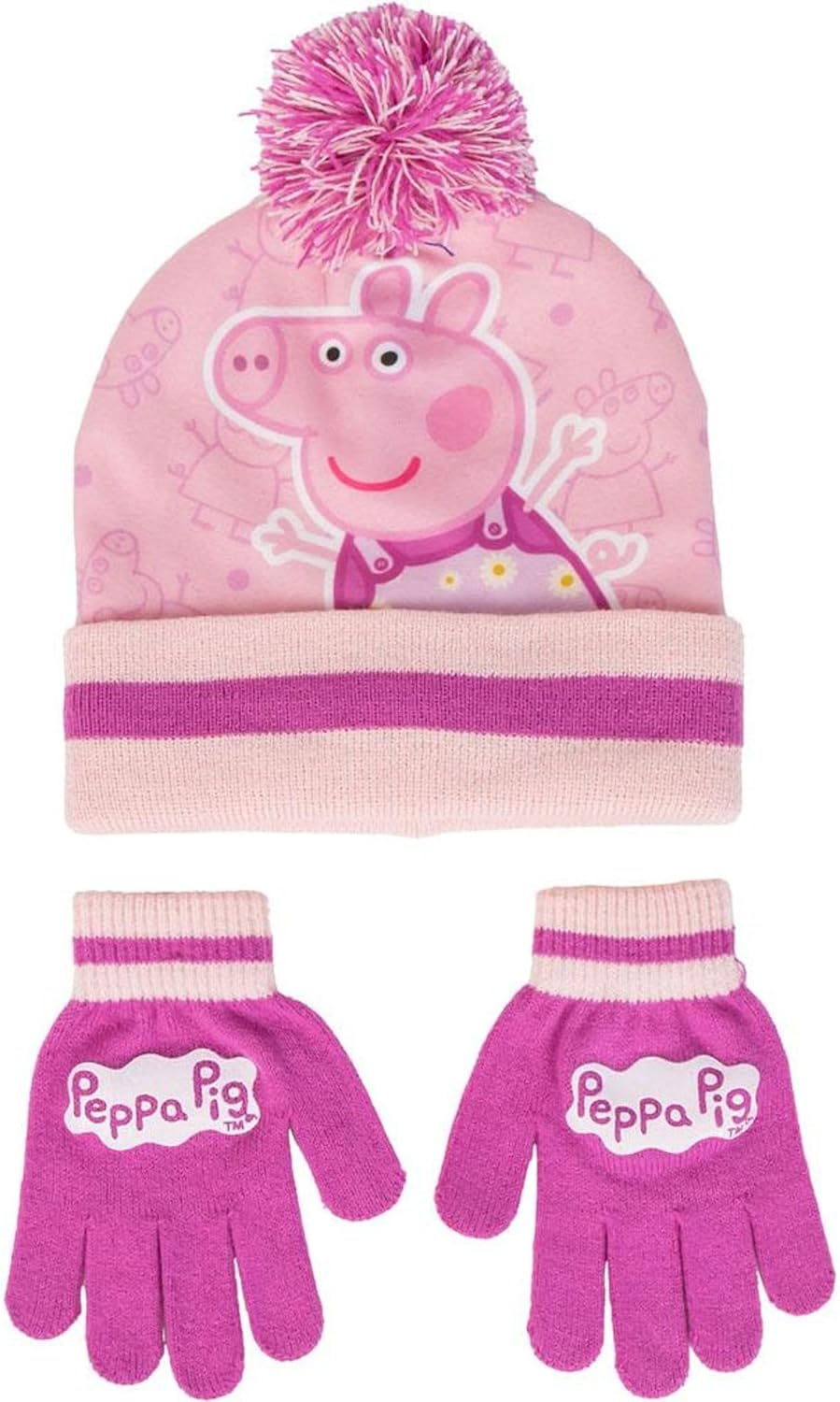 CERDÁ LIFE'S LITTLE MOMENTS Fun and Unique Design - Peppa Pig Hat and Gloves Set of 2 Pieces, Multicolor, One Size for Children, multicoloured, One Size