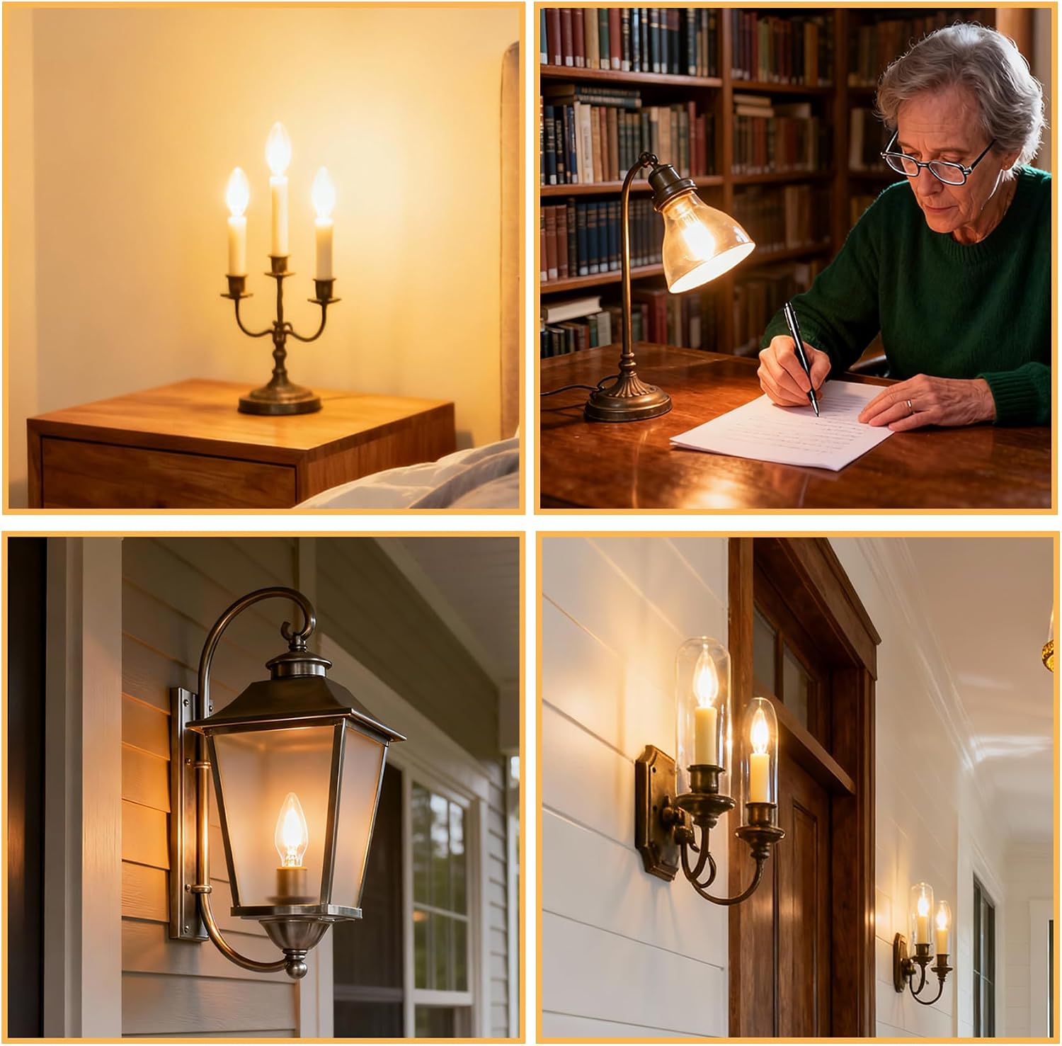 Candelabra LED Light Bulbs, C35 E12 Candelabra Bulb 25 Watt Equivalent, 2W B11 Vintage Filament Candle Light Bulbs Dmmable, 2700K Warm White, 6 Pack (2700K, 2, Watts)