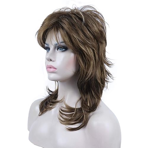 Miniatura 9 de Aimole Peluca peluda en capas hasta el hombro, peluca de mujer con flequillo para el cabello, pelucas de pelo sintético de alta calidad para mujeres