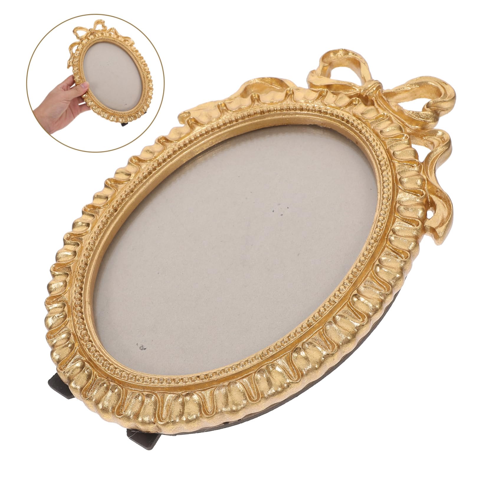 Goldener Elegant Kunstharz mit Bilderrahmen aus Ovaler Schleife Romantisch für Wand und Tischdeko für Zuhause und Hochzeiten